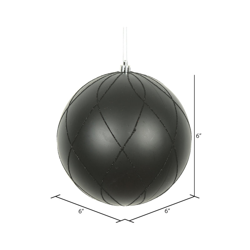 Ornement boule 6 po mat et scintillant, Noir