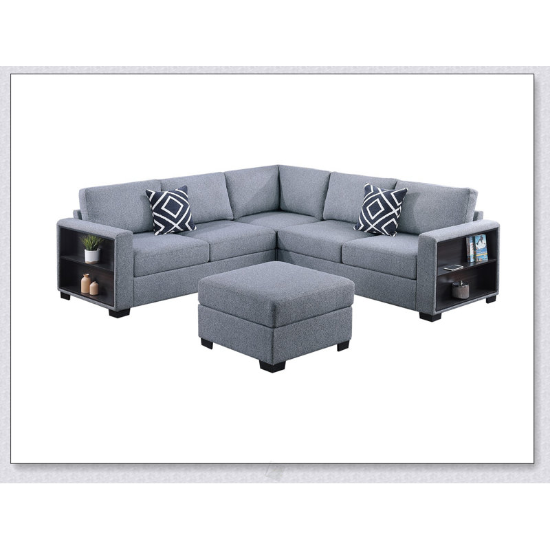 Ensemble de canapé modulaire 4 pièces Contemporary Contemporary, Gris