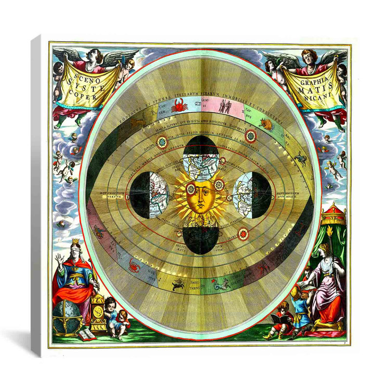 « harmonia macrocosmica 1660 » par andreas cellarius, reproduction d’art sur toile, H 26 po x l 26 po x P 1,5 po