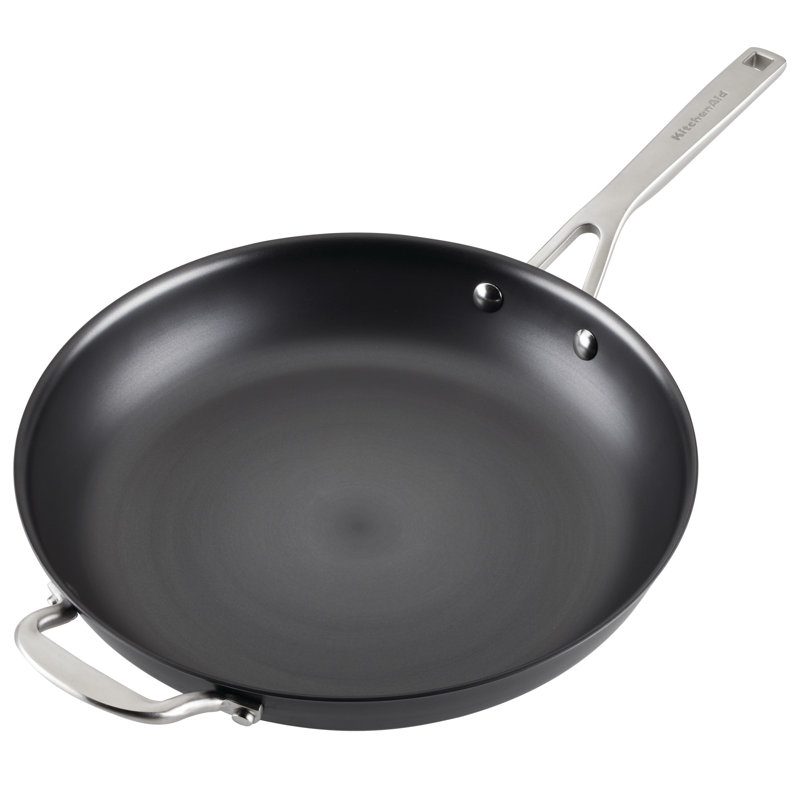 Kitchenaid Nitro Carbon Steel Skillet  / Fry Pan, Stainless Steel Handle, Induction Suitable, 12 Inch, Gray