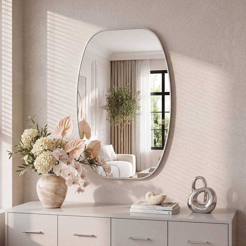 Miroir mural, 30 po x 20 po, Argent argent