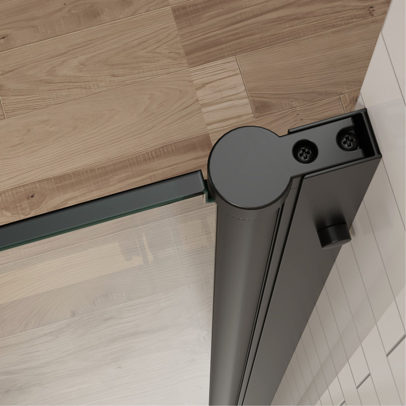 Bifold Swing Double Glass Panel Shower Door 30 In.W X 72 In.H,Adjustable Frameless Shower Door With 1/4 Inch Clear Tempered Glass,Matte Black Hardwares