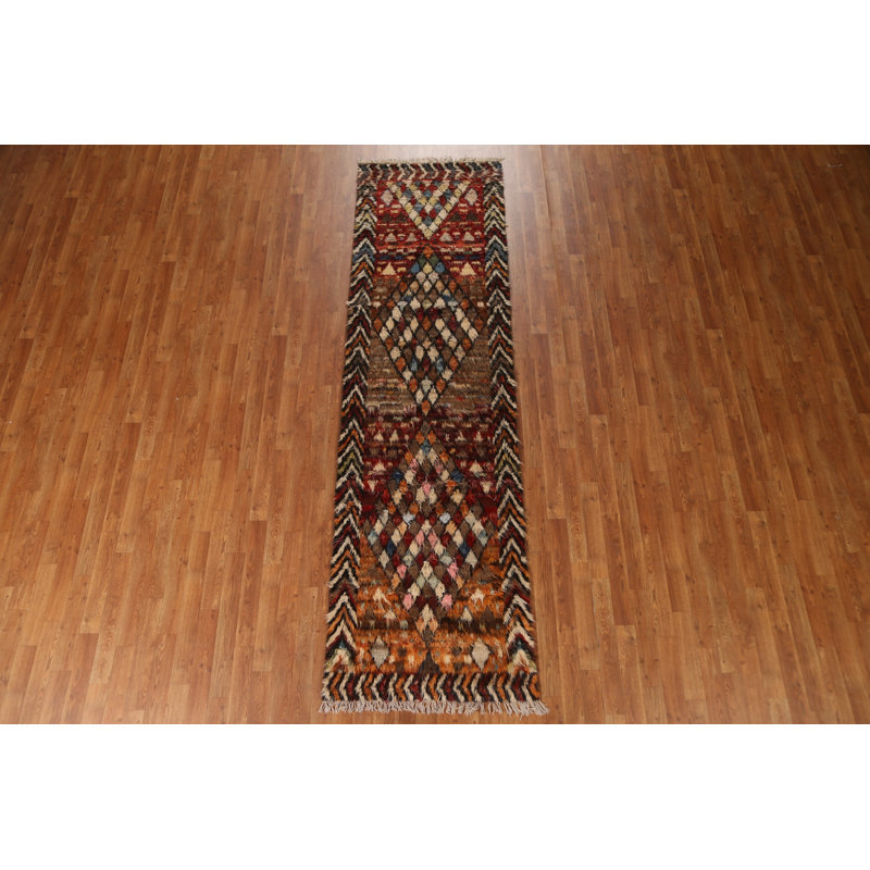 Tapis géométrique marocain berbère noué à la main 3 x 10