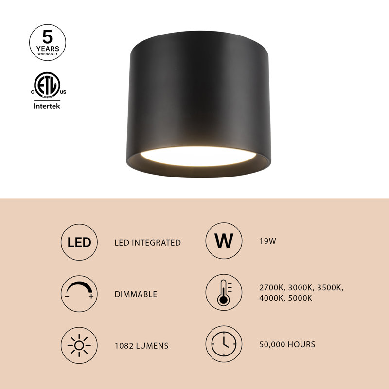 Uma 9-in Black dimmable LED Semi-Flush Mount, White