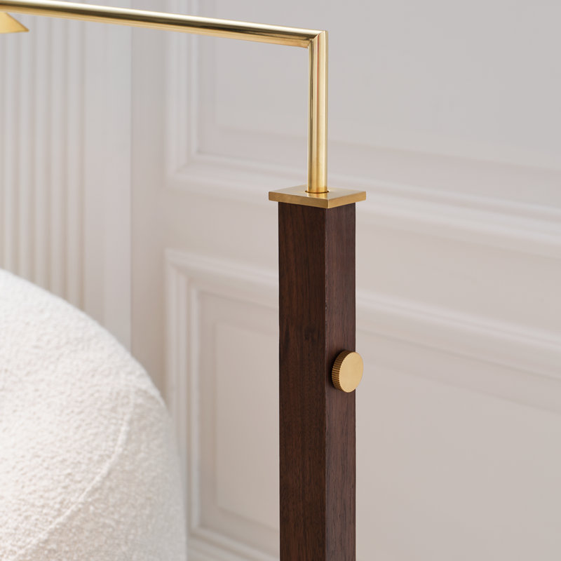 Copse Task Floor Lamp, Antique Brass/Dark Walnut, Gold