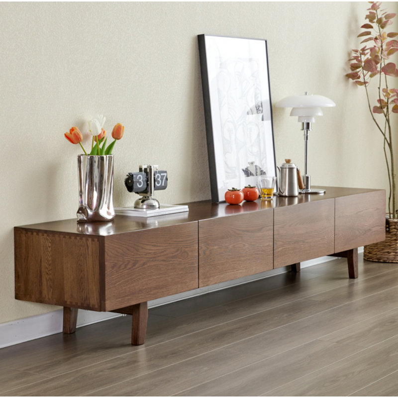 Crédence de rangement simple en bois massif l 82,6 po Simple, Brun