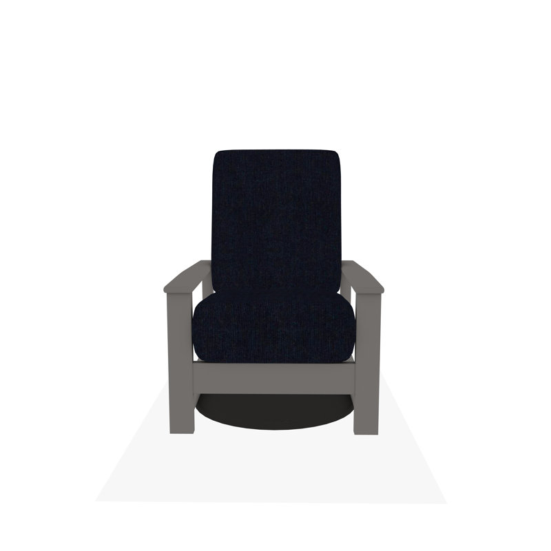 Chaise berçante pivotante cachée en polymère Leeward, Spectre indigo Sunbrella®, Gris chaleureux