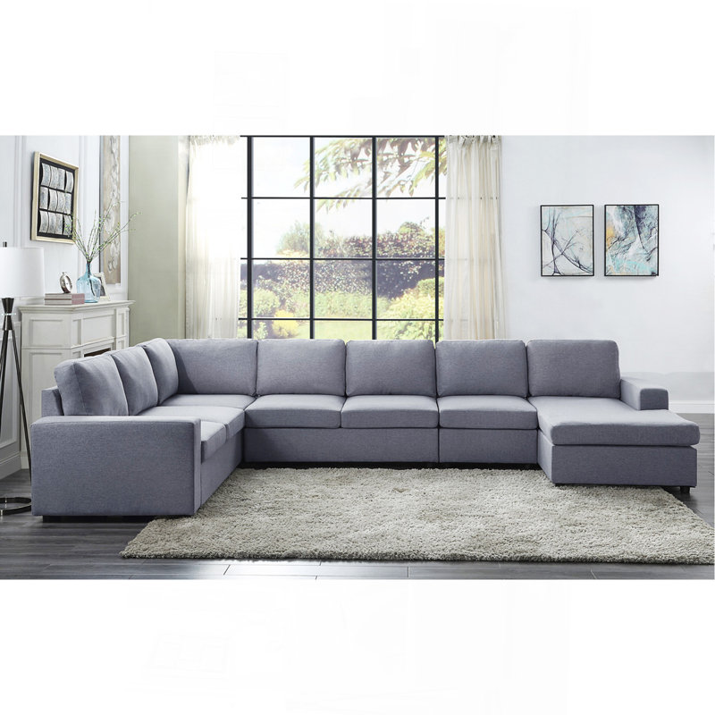 Canapé modulaire réversible 147 pouces en lin gris clair 147 pouces