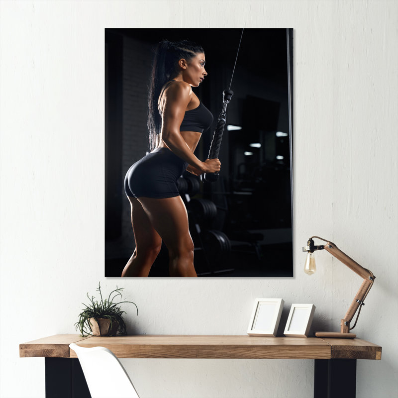 Haltérophile femme Gym Portrait II, H 20 po x l 12 po x P 1 po
