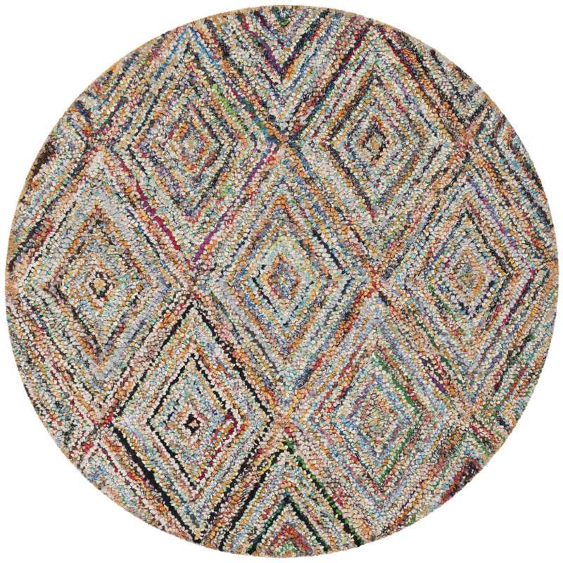 Anaheim Hand Tufted Performance Geometric Rug, Round 6'