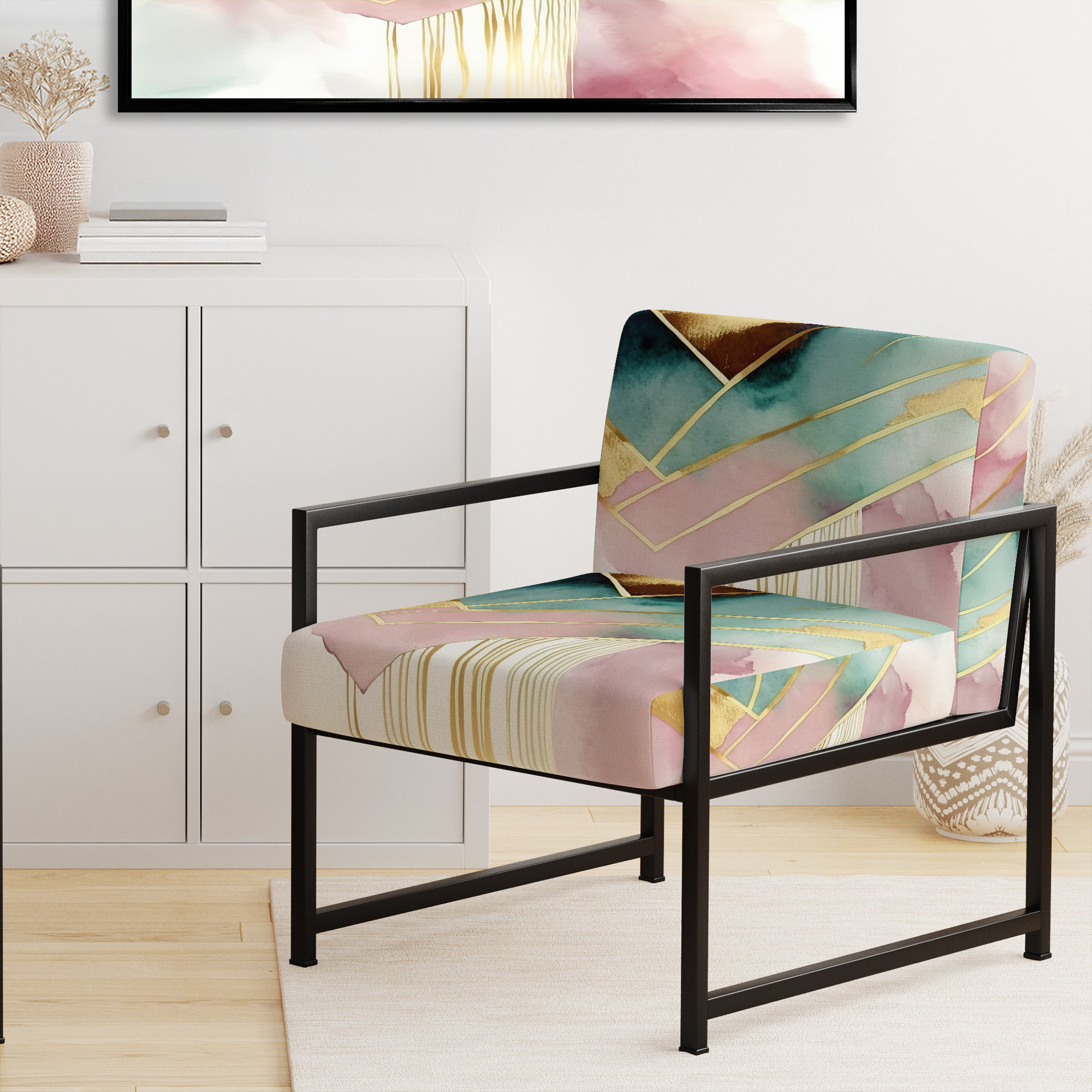 East Urban Home Abstract Geode Geometric Pink And Green III ...