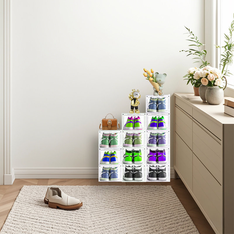 12 Pack Shoe Box For Home, Entryway, Bedroom & Doorway, Clear