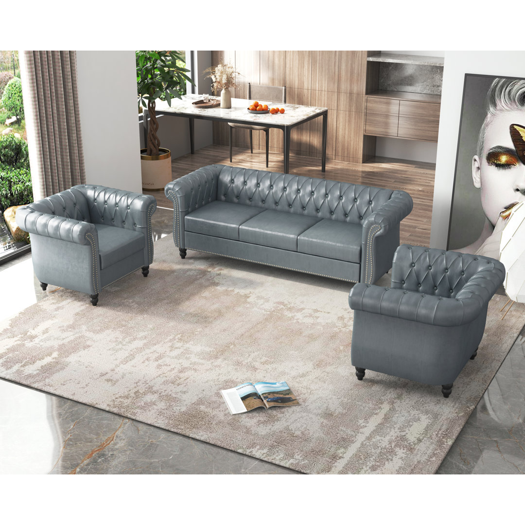 3 - Piece Faux Leather Living Room Set kinghose