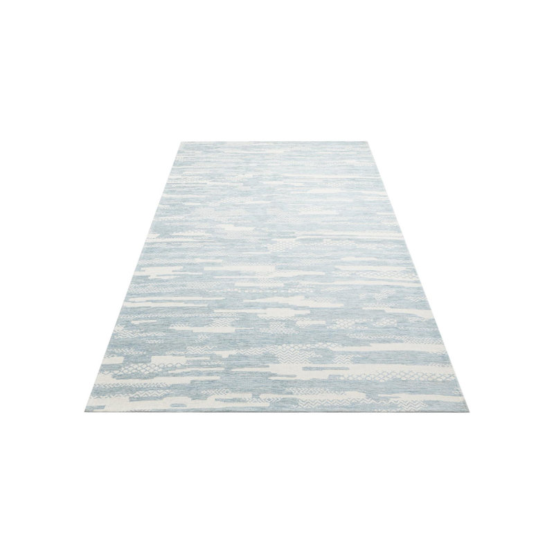 Stylish Blue Flatweave Carpet, 53.1 x 78.7 inches | 60% Cotton & 40% Polyester, 1.0 lbs/sq ft | Machine Washable at 86°F, No Pile Design | Easy to Clean with Vacuum & Spot Remover | Perfect for Modern Living Spaces