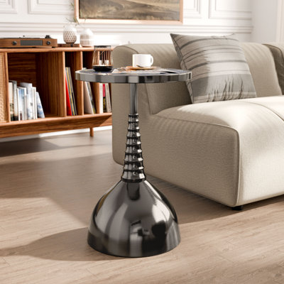 Table d'appoint en métal Cheryll avec plateau à imprimé botanique et base en dôme