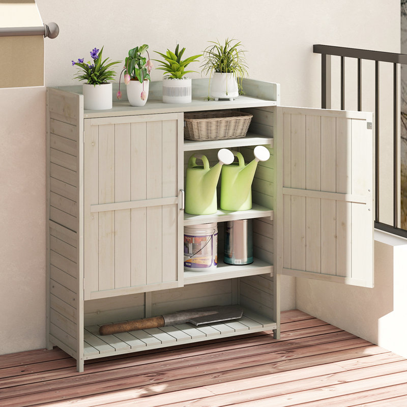 Wood Potting Bench, Grey
