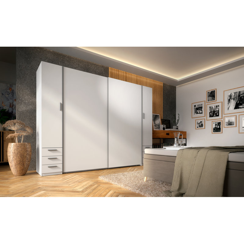Boryan 4 Door Laminate Wardrobe, 207cm H x 269cm W x 61cm D