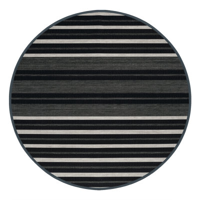Tapis noir à rayures horizontales lavable à la machine