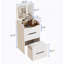 Meuble-lavabo 3 en 1 avec miroir à plateau rabattable, petit ensemble de coiffeuse avec dessus en verre visible