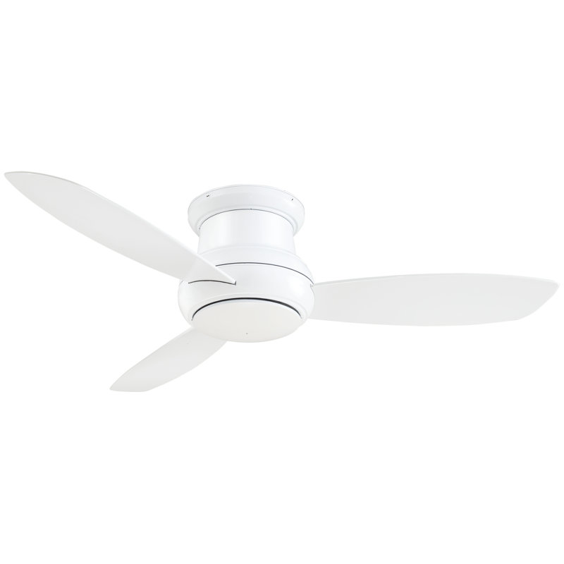 52" White Low Profile LED Ceiling Fan with Remote and Light