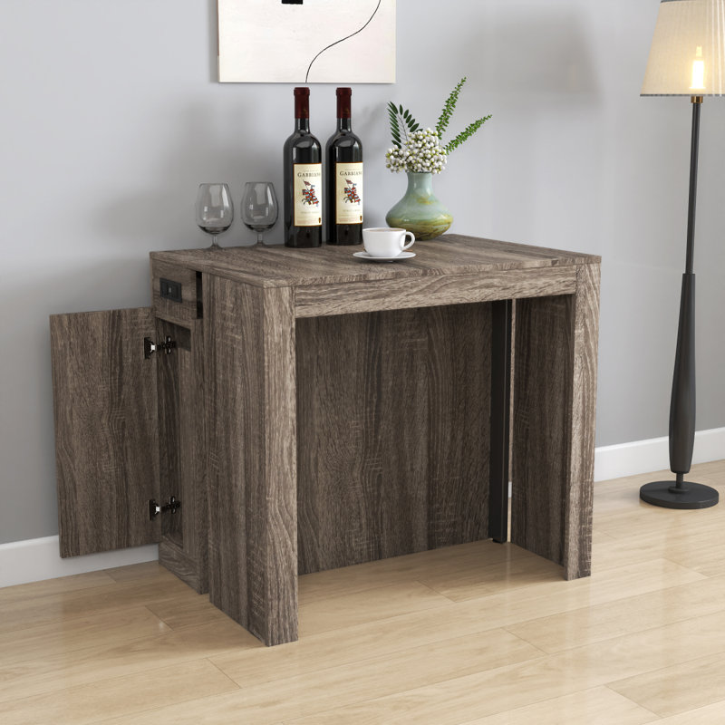 Modern Multifunctional Extendable Dining Table With Outlet, Space Saving Expanding Table With Storage For Party, Weddings, Meetings, Celebrations