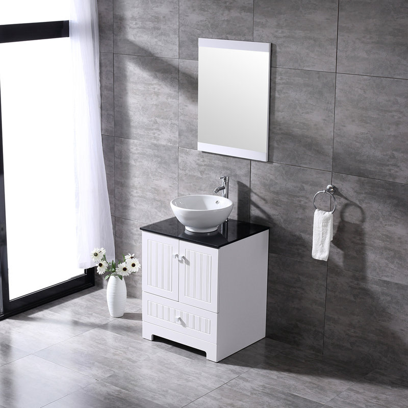 Ensemble de meuble-lavabo simple 25 po avec miroir et lavabo Brandey