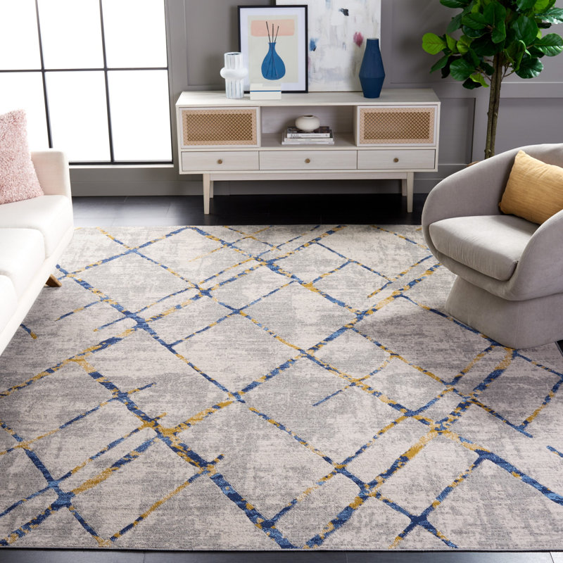 Aishya Performance Geometric Rug, Rectangle 8' x 10'