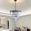 Plafonnier - lustre en cristal de luxe à 3 niveaux de 20 po, cadre à 7 lumières au fini noir