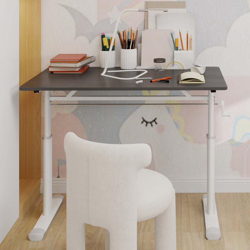 Adjustable Study Desk, 35.43" H x 39.37" W x 23.62" D, Gray/White