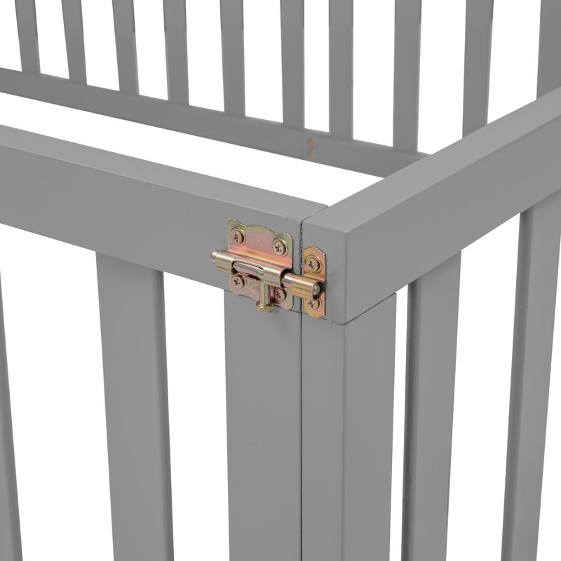 Full Size Wood Daybed Frame With Fence, Gray, Full