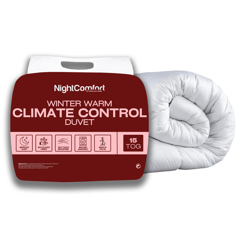 Night Comfort Climate Control Winter Warm Season Microfibre 15 Tog Duvet, Single