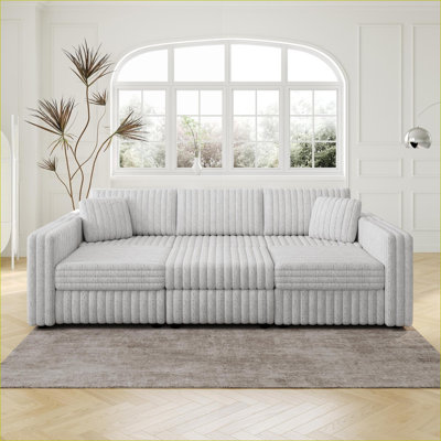 Canapés modulaires | Repose-pieds moderne modulaire en forme de U de 106,3 po avec rangement pour 6 personnes | gris clair | standard
