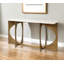 Table console de 150 cm en marbre véritable blanc et or avec piètement géométrique en métal