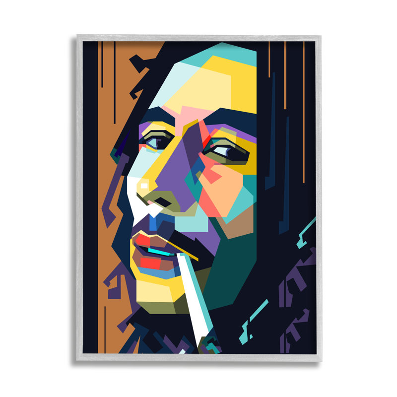 «Modern Bob Marley Portrait», motif géométrique abstrait par Birch & Ink - impression, H 14 po x l 11 po x P 1,5 po
