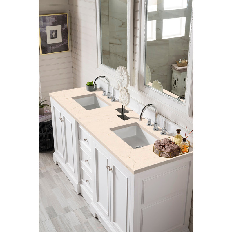 De Soto 72'' W Double Vanity, Charcoal Soapstone, 8" Widespread