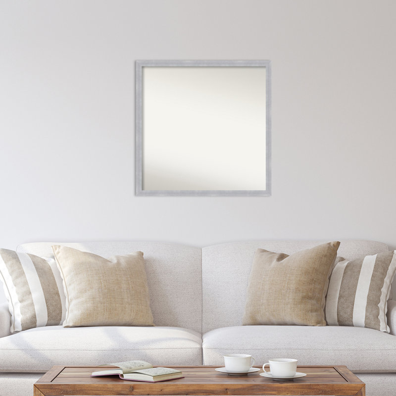 Grace Narrow Non-Beveled Wall Mirror, H 28 po x l 28 po, Nickel brossé