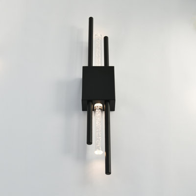 Axis Battery-Operated Integrated LED Black Wall Light (Set of 2)