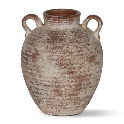 Ceramic Flower Vase Farmhouse Rustic Vase Decorative Pottery Terracotta Vases for Home Decor Table Mantle Fireplace Living Room Bathroom Wedding Centerpiece