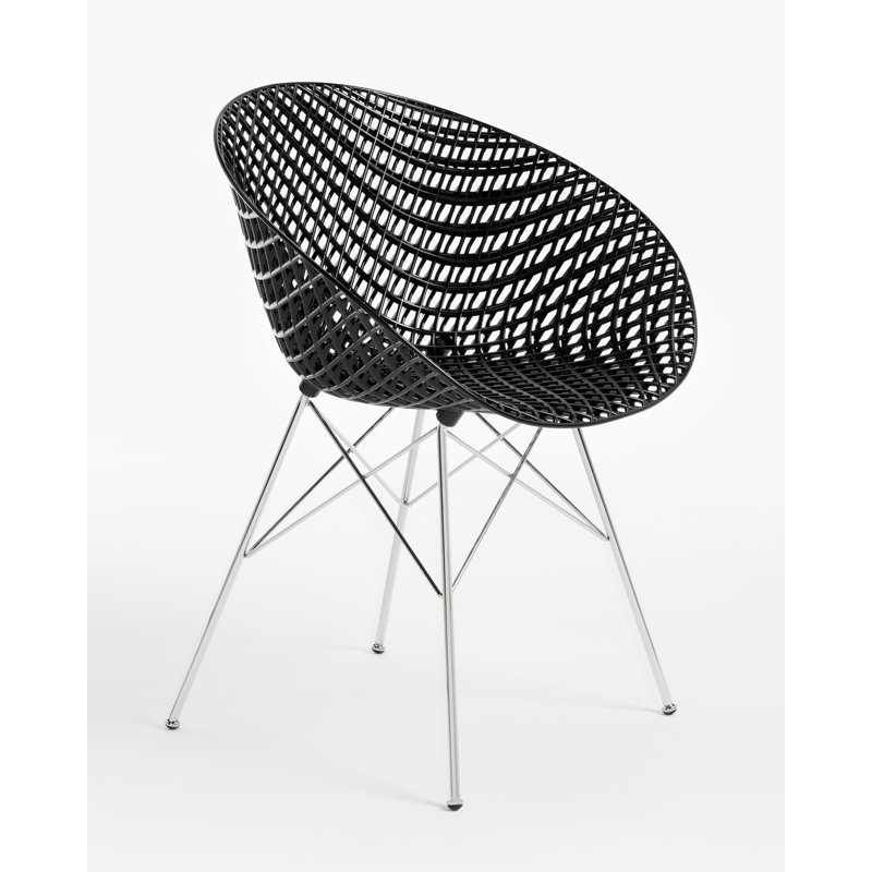 Smatrik Arm Chair, Black, Chrome