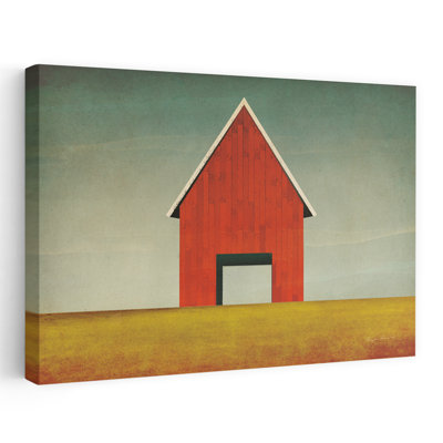 Red Barn Summer - Architecture Barns Blue Buildings Art