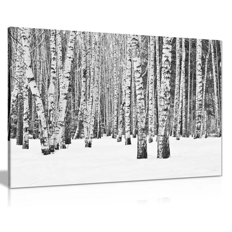 Tree Forest In Winter - Wrapped Canvas Print, 20cm H x 31cm W