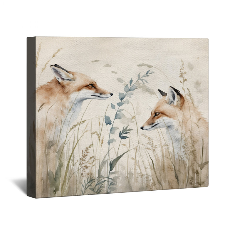 Toile tendue sur toile Foxes In Grass, 24 po x 36 po