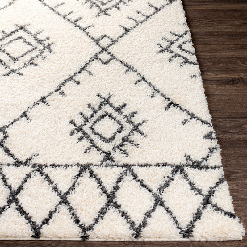 Tapis noir / ivoire Hilary Southwestern, Rectangle 6 pi 7 po x 9 pi