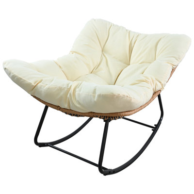 Rocking Egg Chair With Cushion,Rattan Papasan Rocking Chair