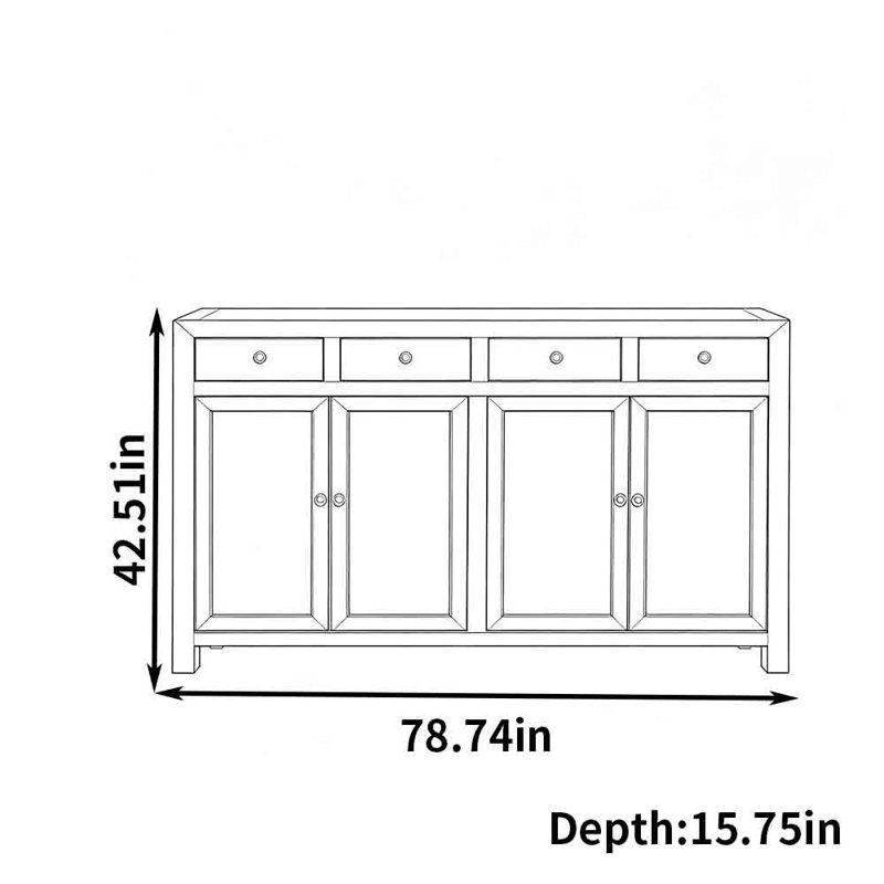 Armoire décorative rétro vieillie, H 42,51 po x l 78,74 po x P 15,75 po