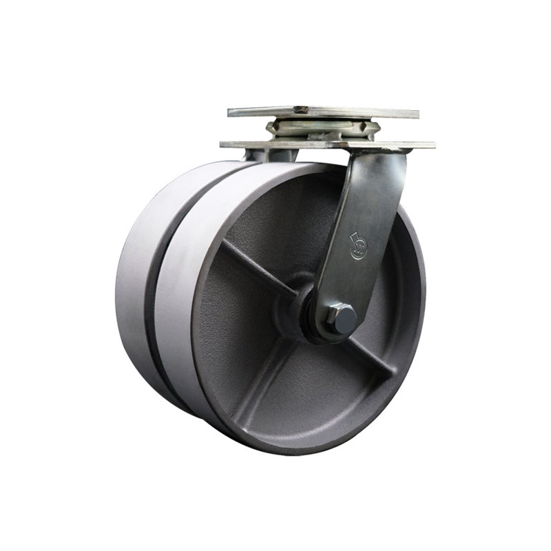 8 Inch Dual Semi Steel Wheels Swivel Caster with Roller Bearing Service Caster