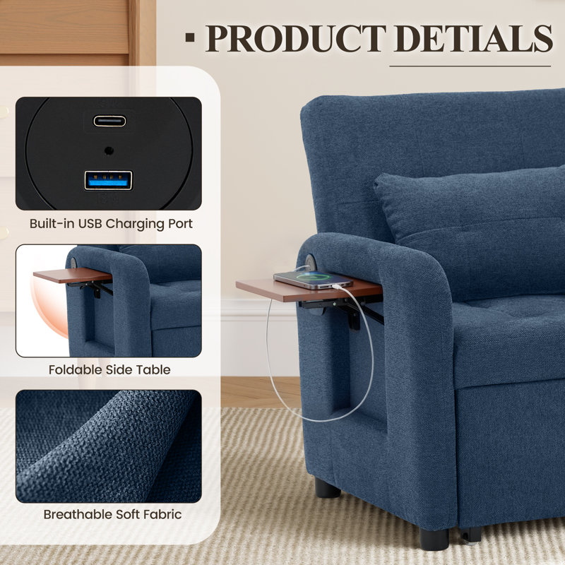 Upholstered Fabric Standard Recliner, Blue