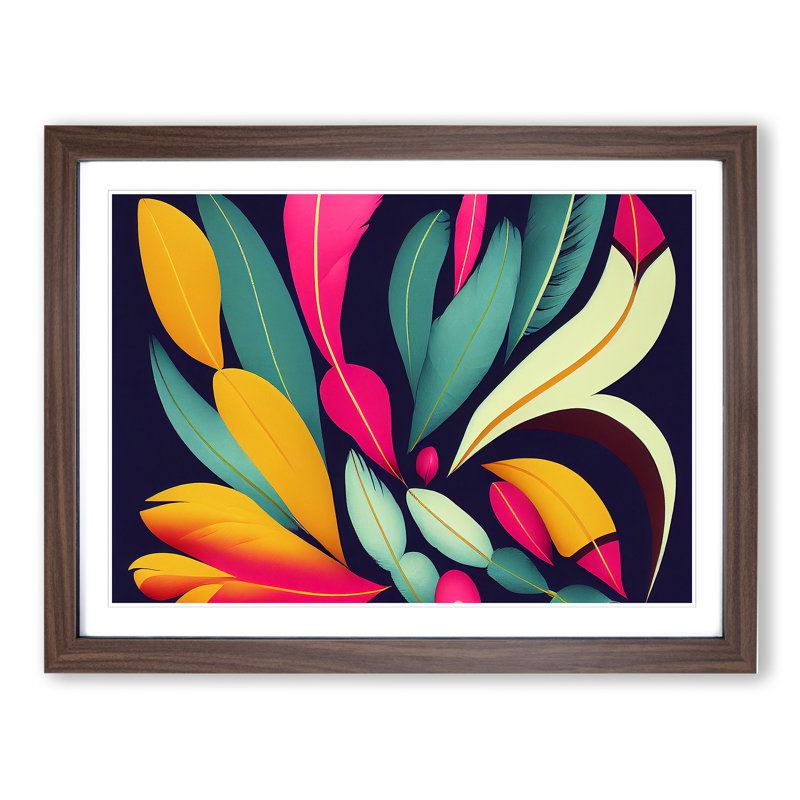 Feather Abstract Vol.2 - Single Picture Frame Print, 25cm H x 34cm W x 2cm D, Walnut