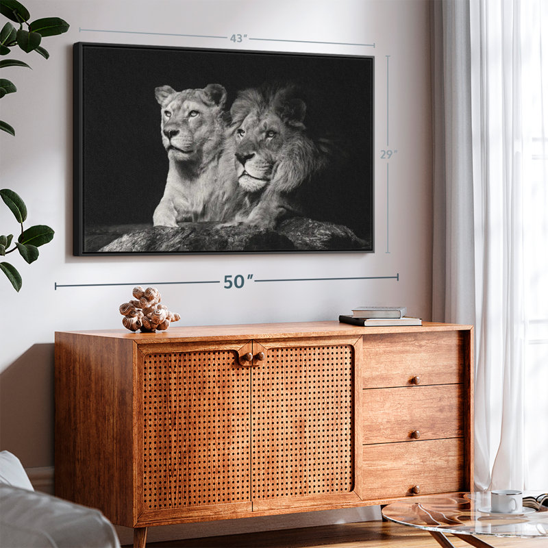 «Lion and Lioness Mates», reproduction sur toile, H 43 po x l 29 po