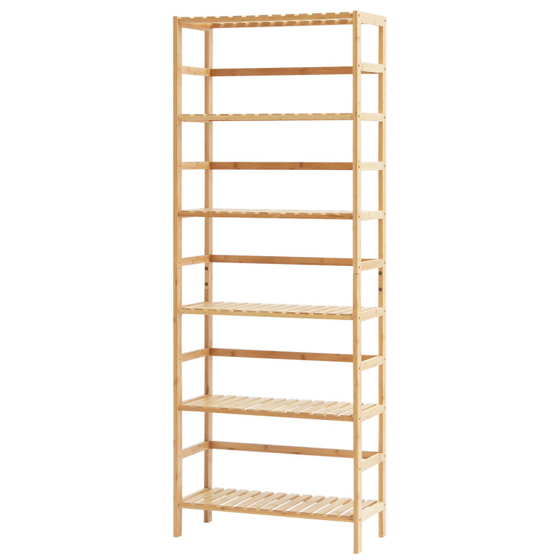 Natural Bamboo 6-Tier Ladder Bookshelf and Plant Stand